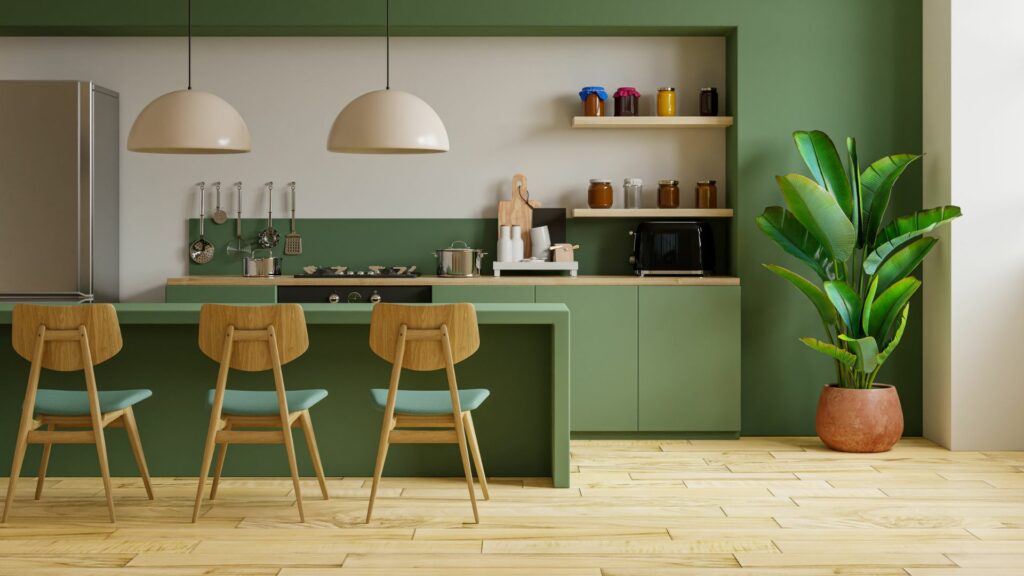 proyecto pintura cocina en verde